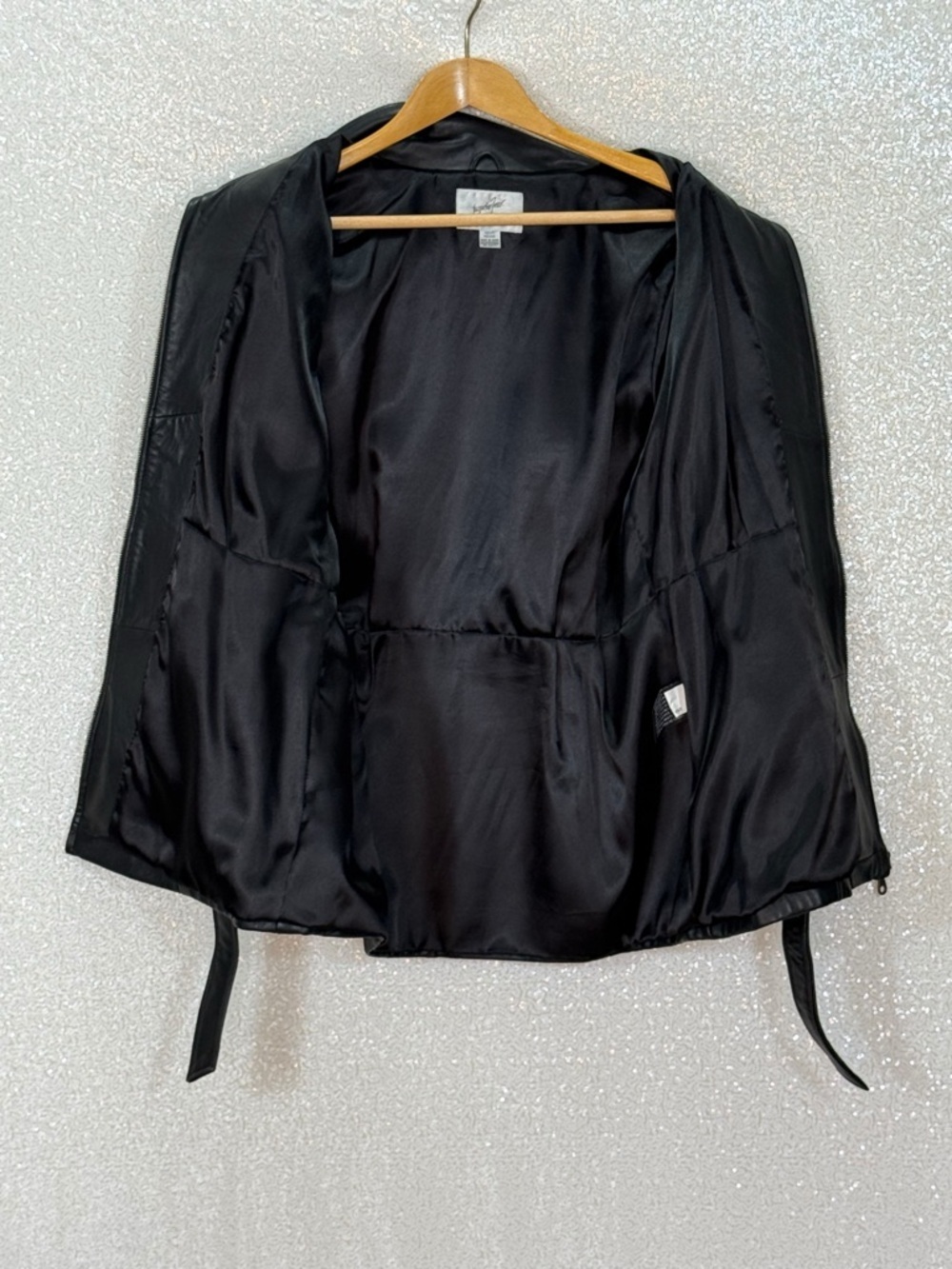 Jacqueline Ferrar Genuine Lambskin Leather Jacket Black Belted Zip Up Tailored - Picture 11 of 16